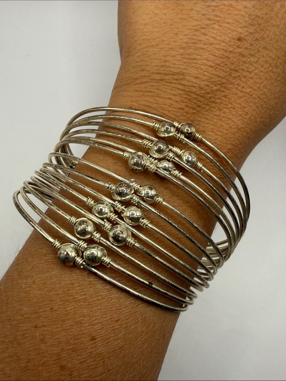 Vintage Silver Tone Large Cuff Bangle Statement Bracelet